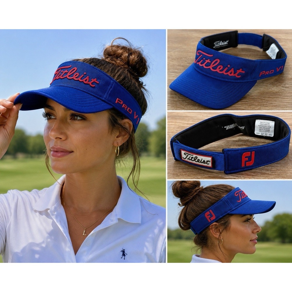 Titleist FootJoy Pro V1 Golf Visor Hat Blue Red Adjustable Golf Cap